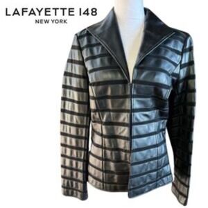 Lafayette 148 New York Black Leather Jacket Size XL / 16